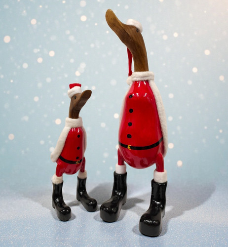 Anatra legno babbo natale - anatra,